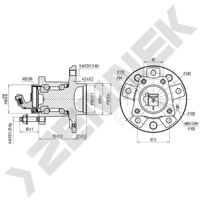 Ступица колеса ZENNEK DHB0082