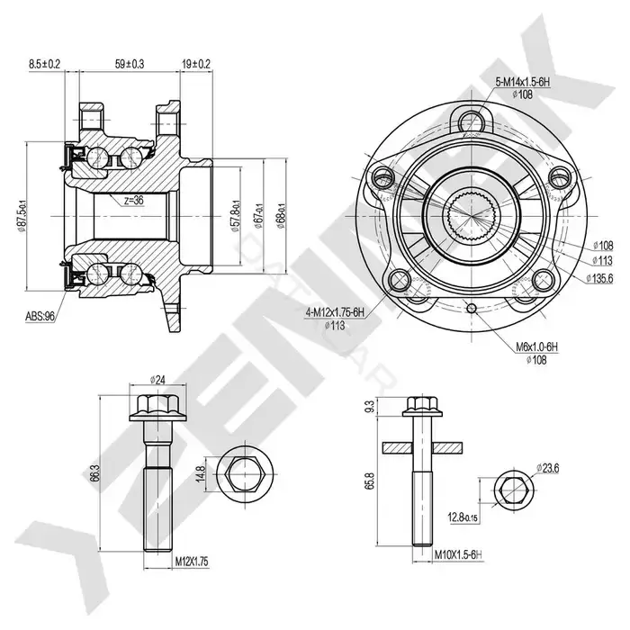 Ступица колеса ZENNEK DHB0087