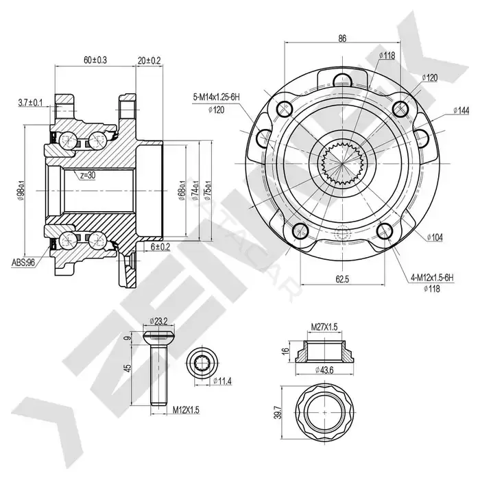Ступица колеса ZENNEK DHB0089