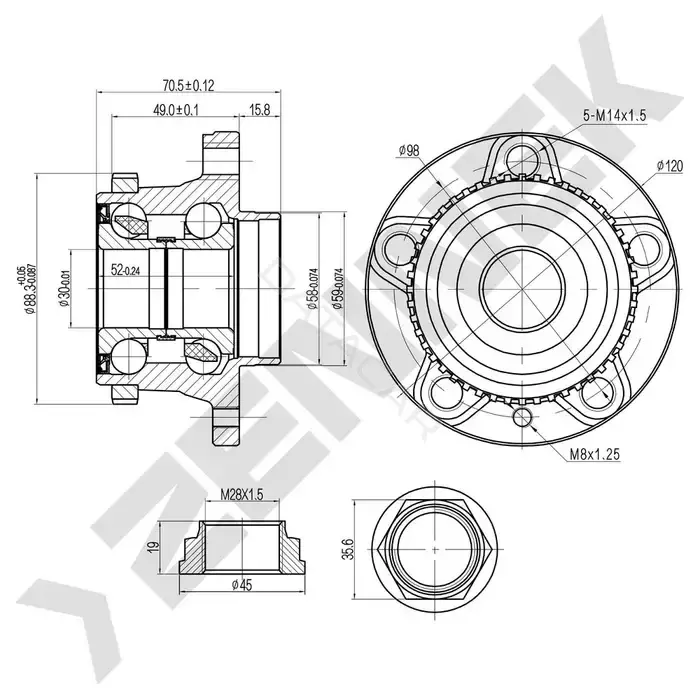Ступица колеса ZENNEK DHB0090