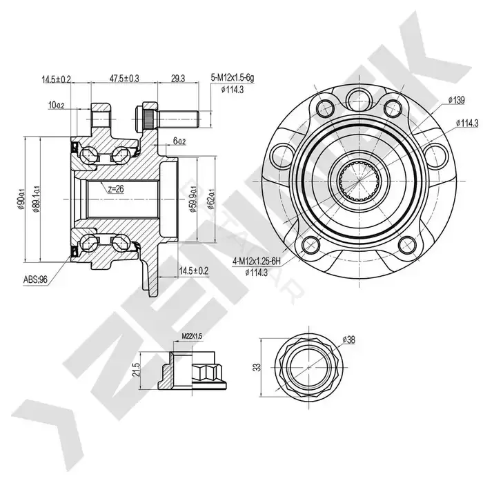 Ступица колеса ZENNEK DHB0095