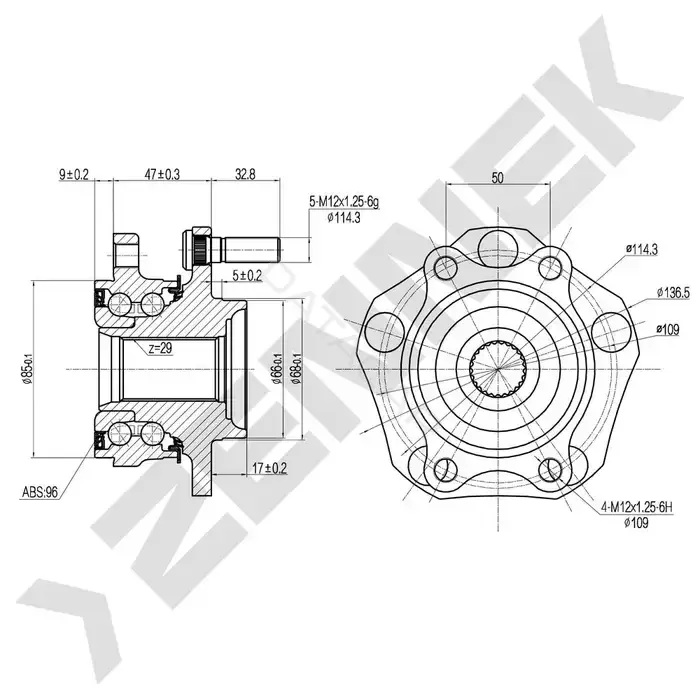 Ступица колеса ZENNEK DHB0097