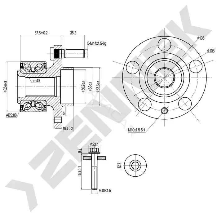 Ступица колеса ZENNEK DHB0099