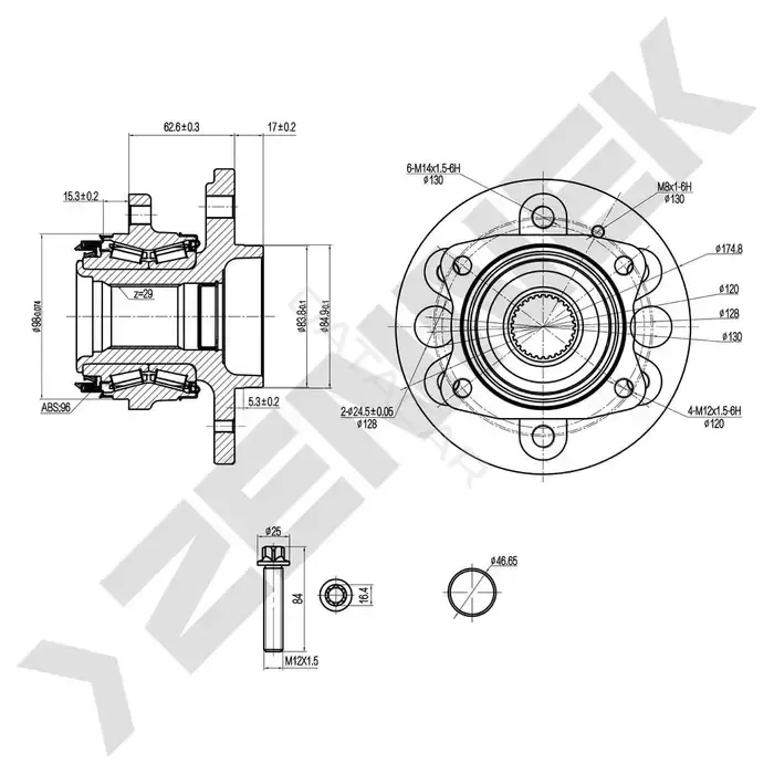 Ступица колеса ZENNEK DHB0100