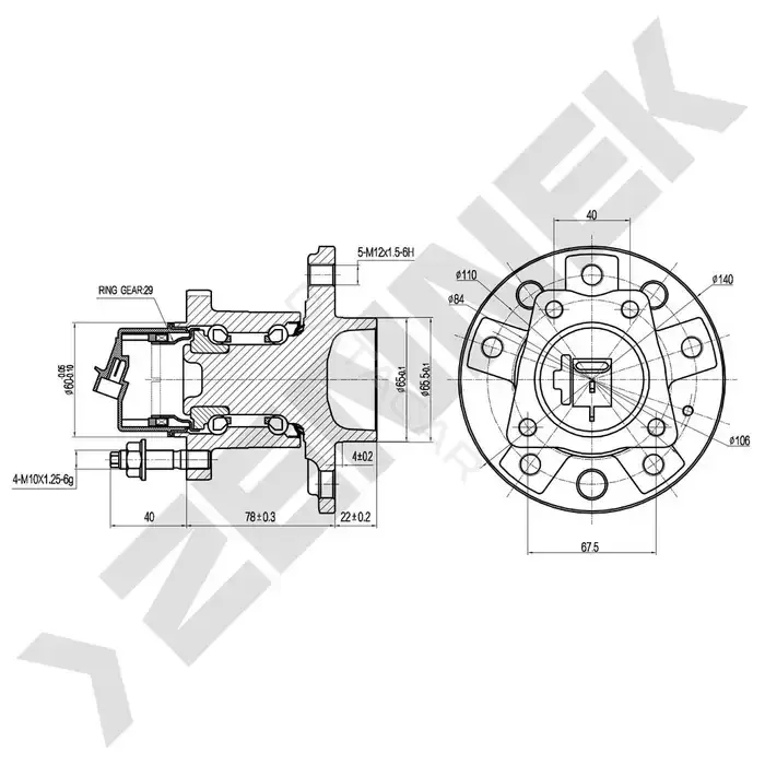 Ступица колеса ZENNEK DHB0101