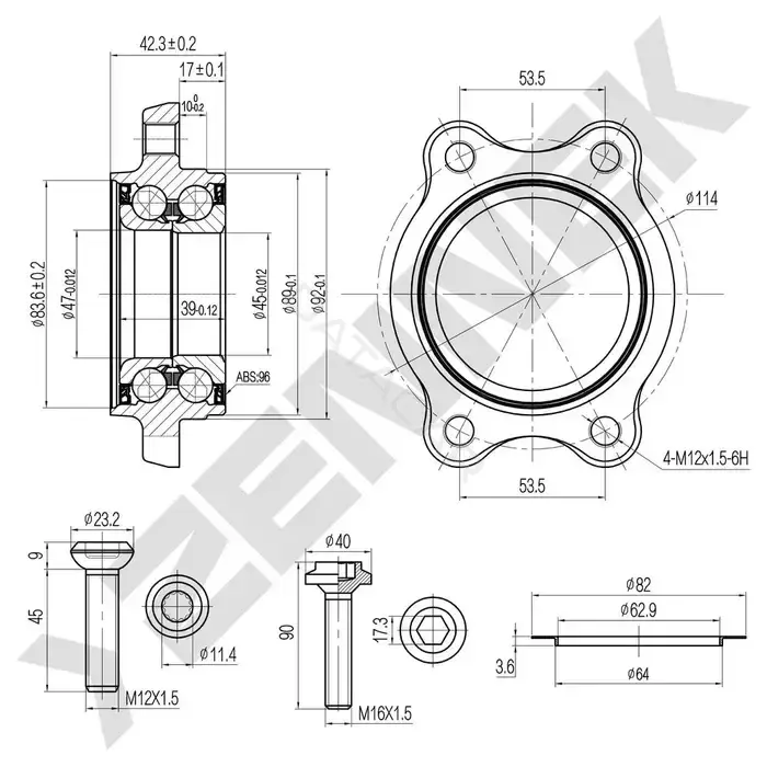 Ступица колеса ZENNEK DHB0107