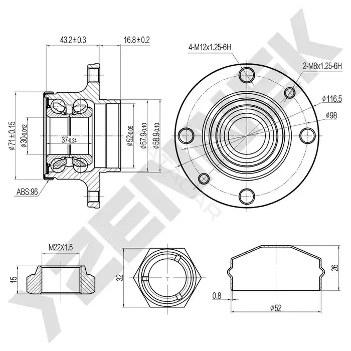 Ступица колеса ZENNEK DHB0108