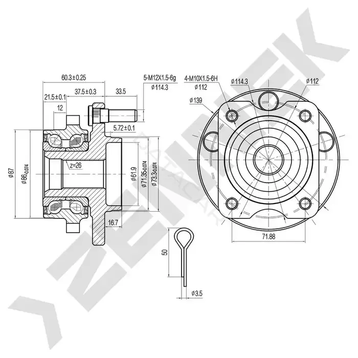 Ступица колеса ZENNEK DHB0112