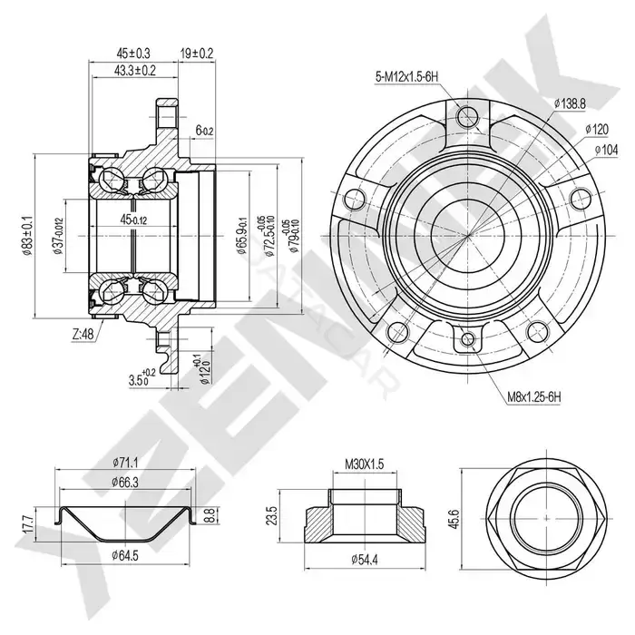 Ступица колеса ZENNEK DHB0113