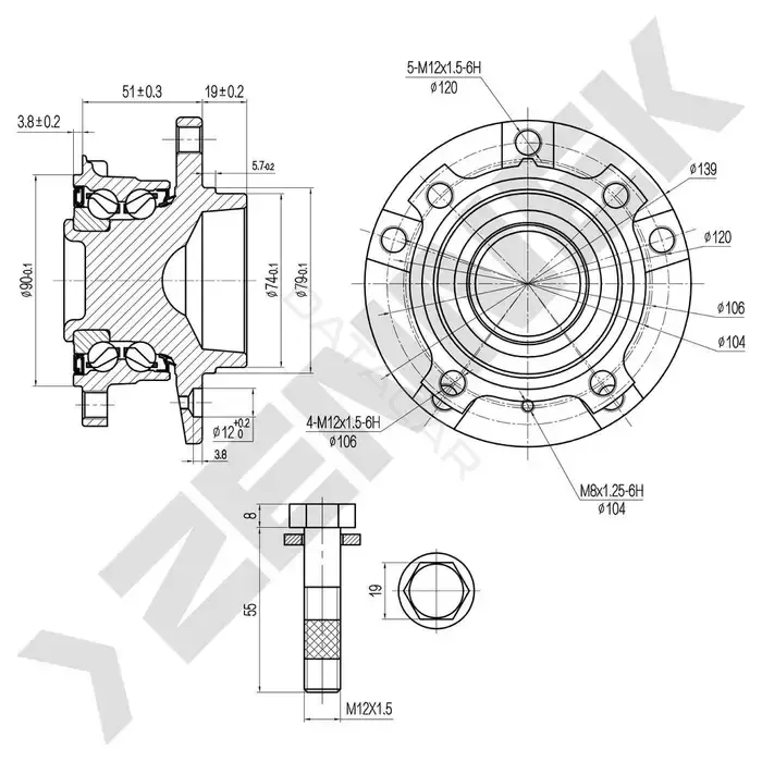 Ступица колеса ZENNEK DHB0115