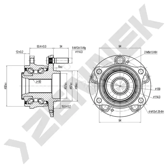Ступица колеса ZENNEK DHB0116