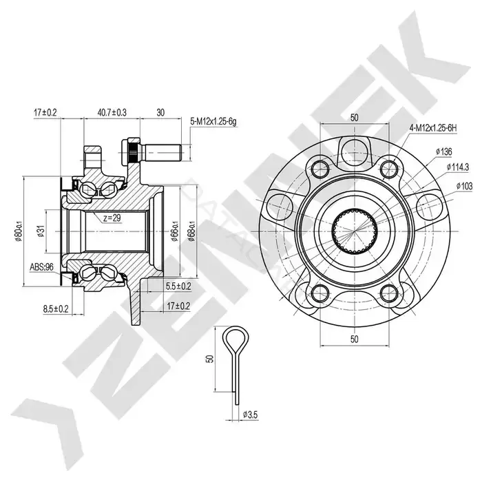 Ступица колеса ZENNEK DHB0120