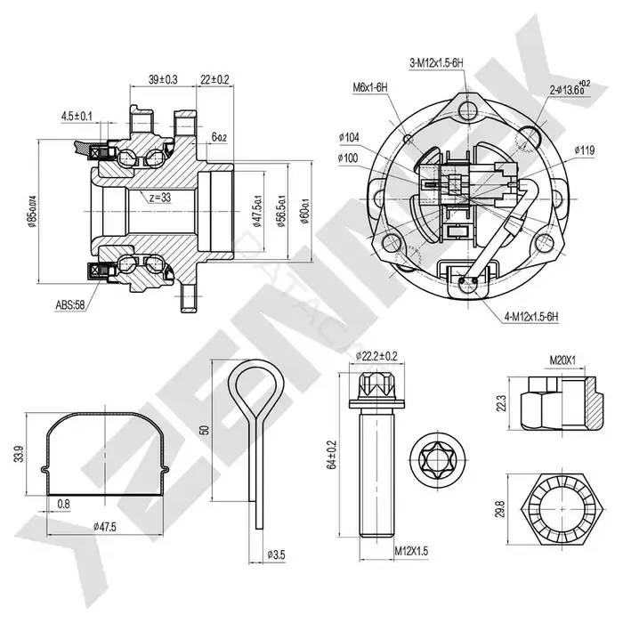 Ступица колеса ZENNEK DHB0121