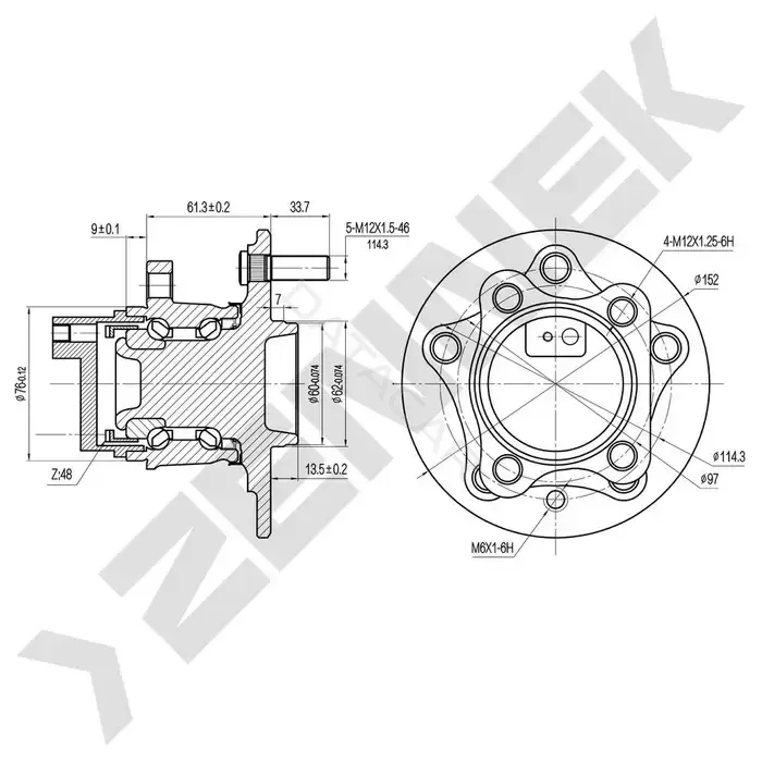Ступица колеса ZENNEK DHB0131