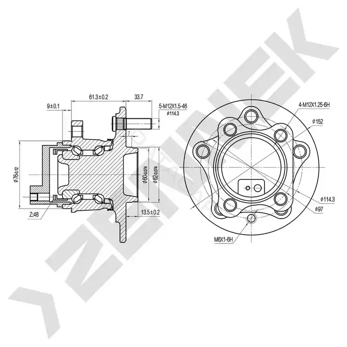 Ступица колеса ZENNEK DHB0132