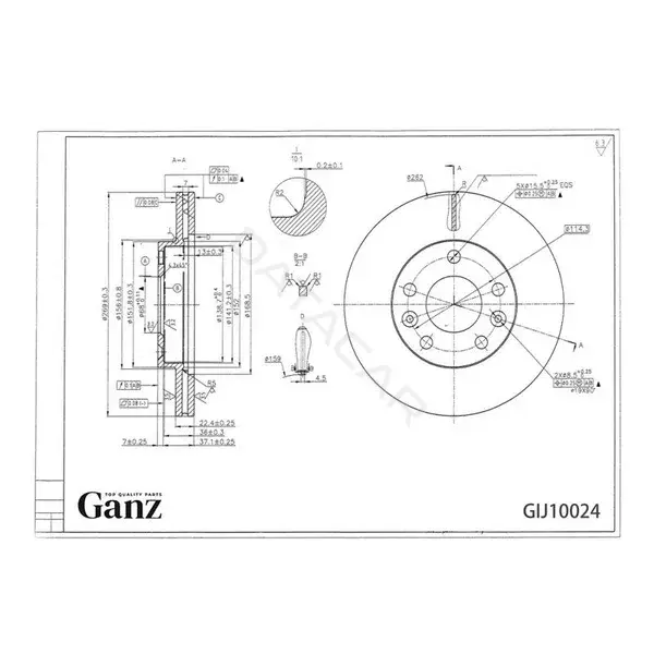 Тормозные диски GANZ GIJ10024