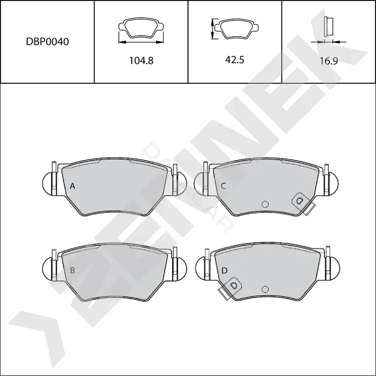 Тормозные колодки ZENNEK DBP0040