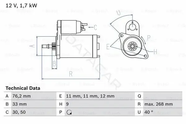 Стартер BOSCH 0986013050