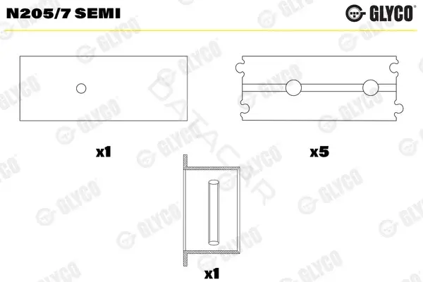 Вкладыши распредвала GLYCO N205/7SEMI