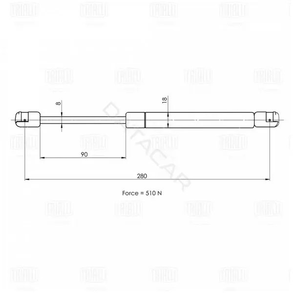 Амортизатор крышки багажника, капота, заднего стекла TRIALLI GS1014