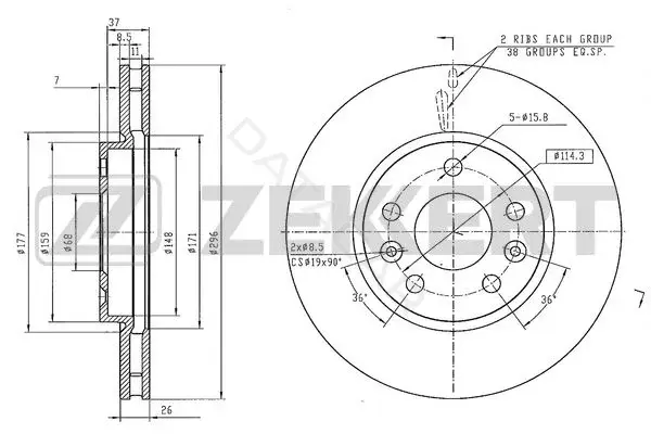 Тормозные диски ZEKKERT BS-6570