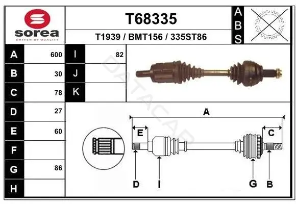 Приводной вал / Полуось EAI T68335