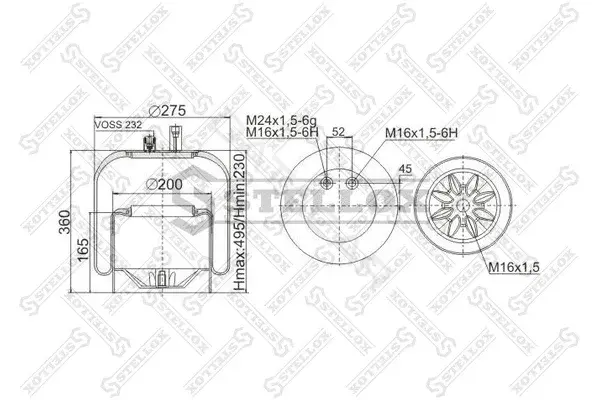 Пневмоподушка STELLOX 90-43905-SX