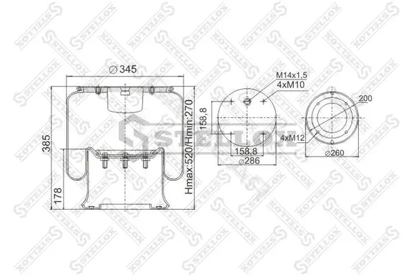 Пневмоподушка STELLOX 90-48131-SX