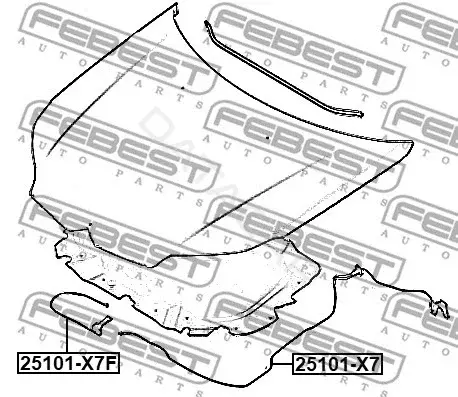 Трос капота FEBEST 25101-X7F