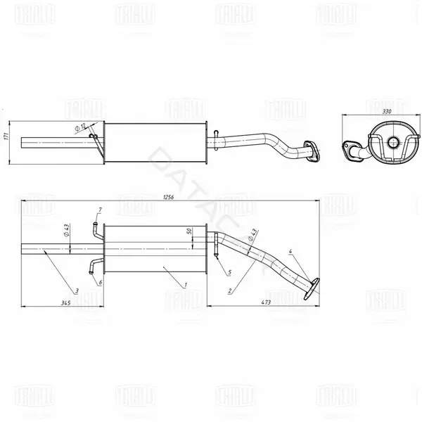 Глушитель выхлопных газов TRIALLI EMM0506
