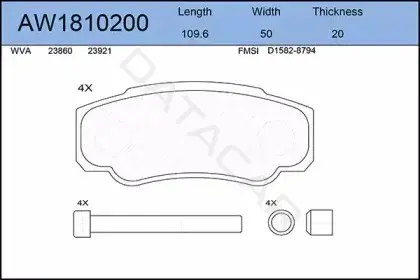 Тормозные колодки AYWIPARTS AW1810200