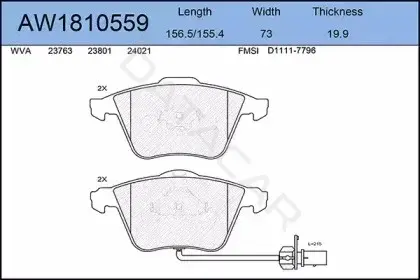 Тормозные колодки AYWIPARTS AW1810559