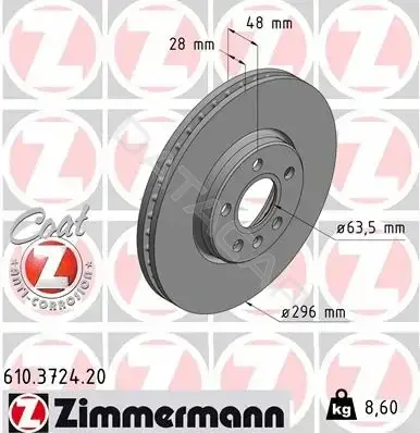 Тормозные диски ZIMMERMANN 610.3724.20