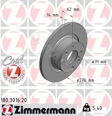 Тормозные диски ZIMMERMANN 180.3016.20
