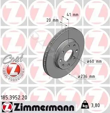 Тормозные диски ZIMMERMANN 185.3952.20