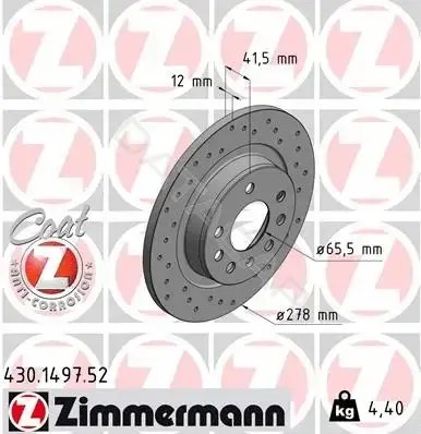 Тормозные диски ZIMMERMANN 430.1497.52