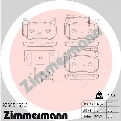 Тормозные колодки ZIMMERMANN 22565.155.2