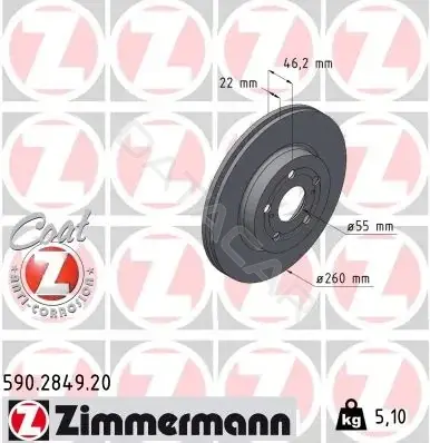 Тормозные диски ZIMMERMANN 590.2849.20