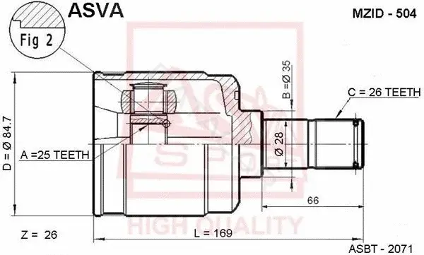 Шрус ASVA MZID-504
