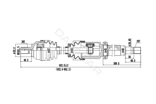 Приводной вал / Полуось DYNAMATRIX DDS234163