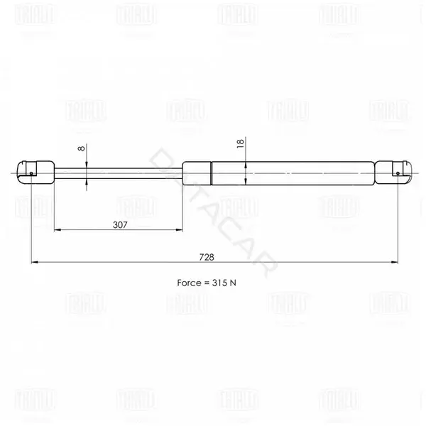 Амортизатор крышки багажника, капота, заднего стекла TRIALLI GS1840