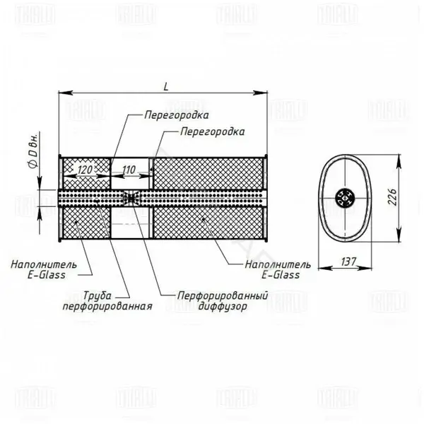 Глушитель выхлопных газов TRIALLI EMM3405