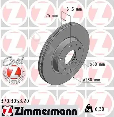 Тормозные диски ZIMMERMANN 370.3053.20
