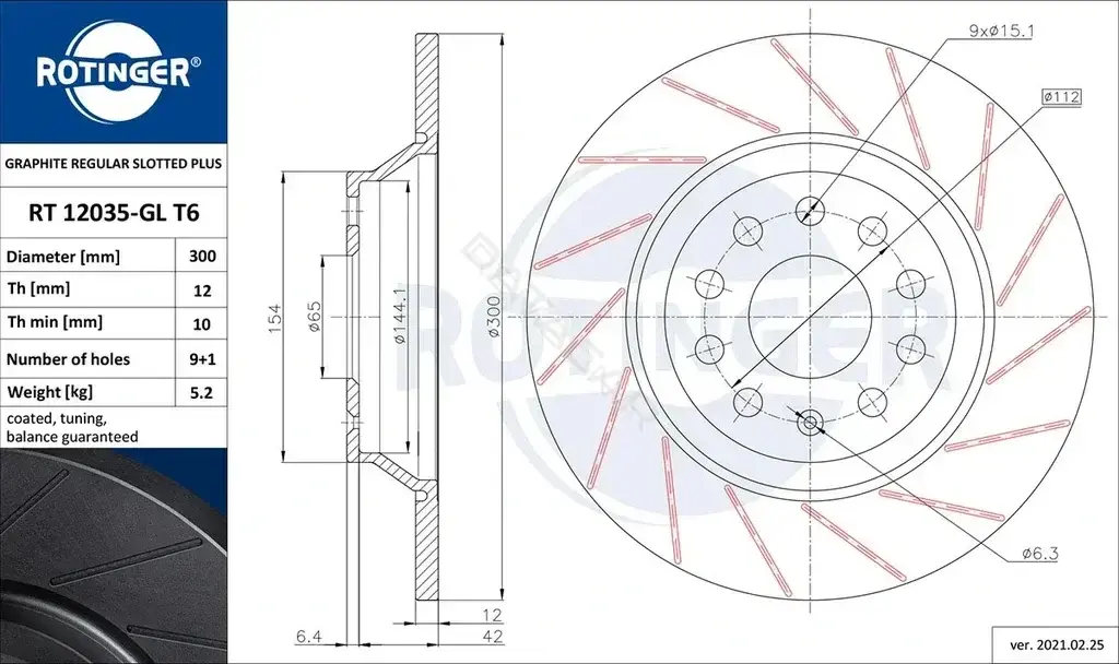 Тормозные диски ROTINGER RT12035-GLT6
