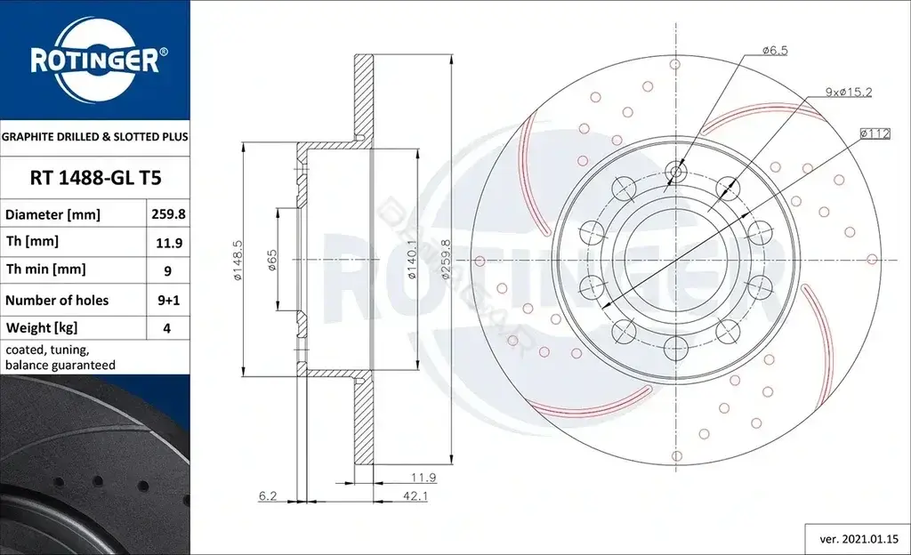 Тормозные диски ROTINGER RT1488-GLT5