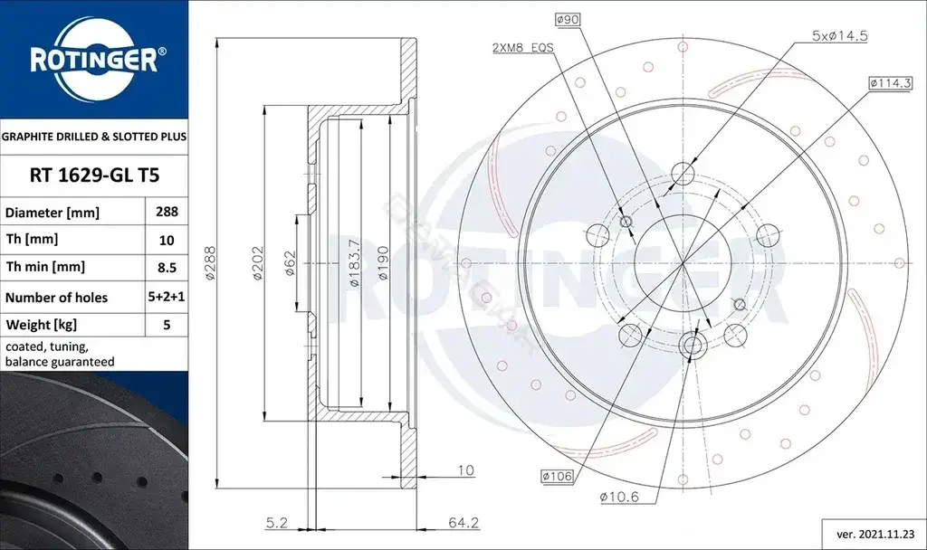Тормозные диски ROTINGER RT1629-GLT5