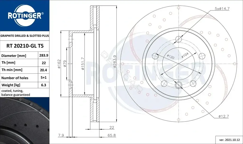 Тормозные диски ROTINGER RT20210-GLT5