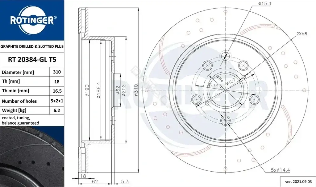 Тормозные диски ROTINGER RT20384-GLT5