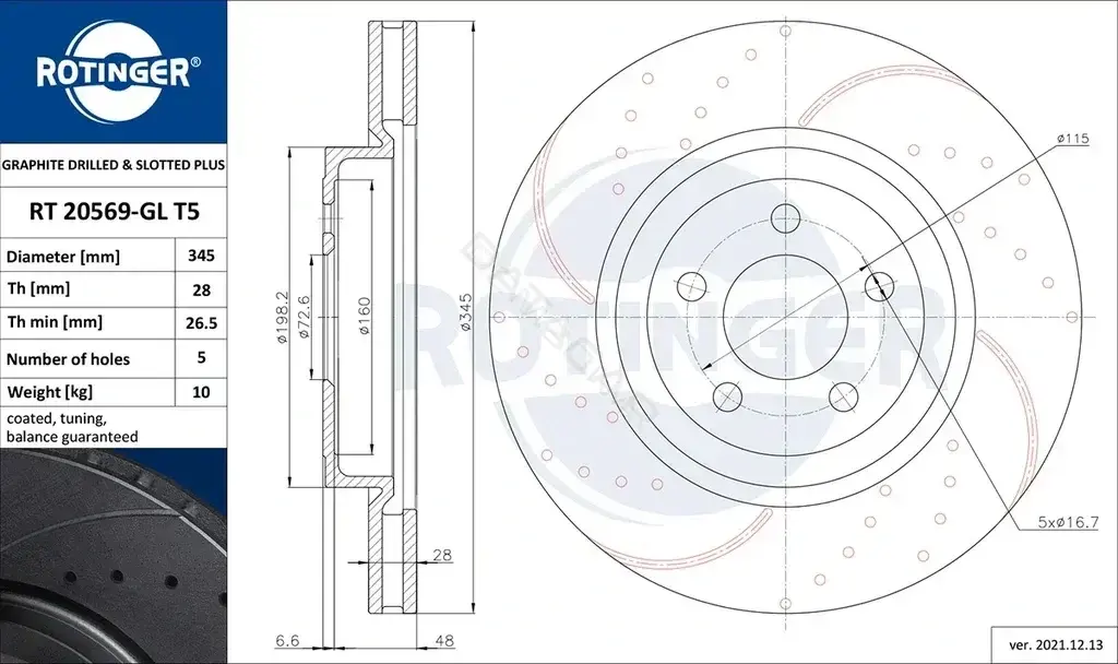 Тормозные диски ROTINGER RT20569-GLT5