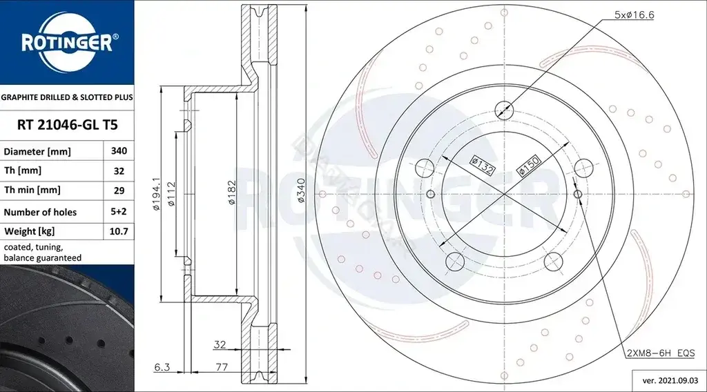 Тормозные диски ROTINGER RT21046-GLT5
